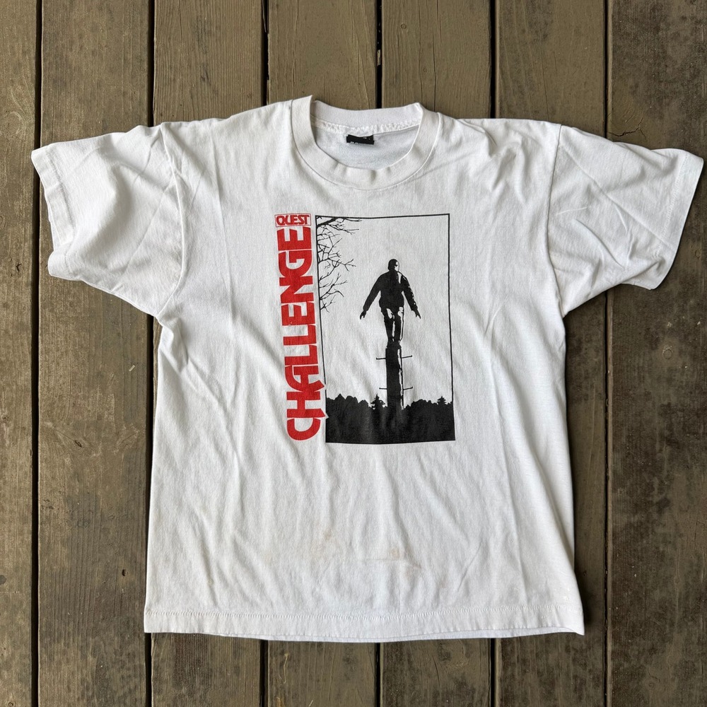 Screen Stars Best Quest Challenge Vintage 90s Graphic T-Shirt White Large USA